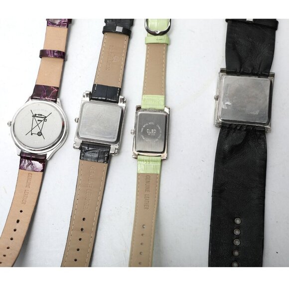 Leather Fashion Watch Lot Cleo George Sigal Louis Arden Black Green Pink Y2K - Picture 2 of 13